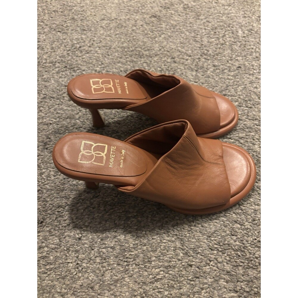 Mavette Leather Heels‎ Size 37 US 7 Tan Made In Italy